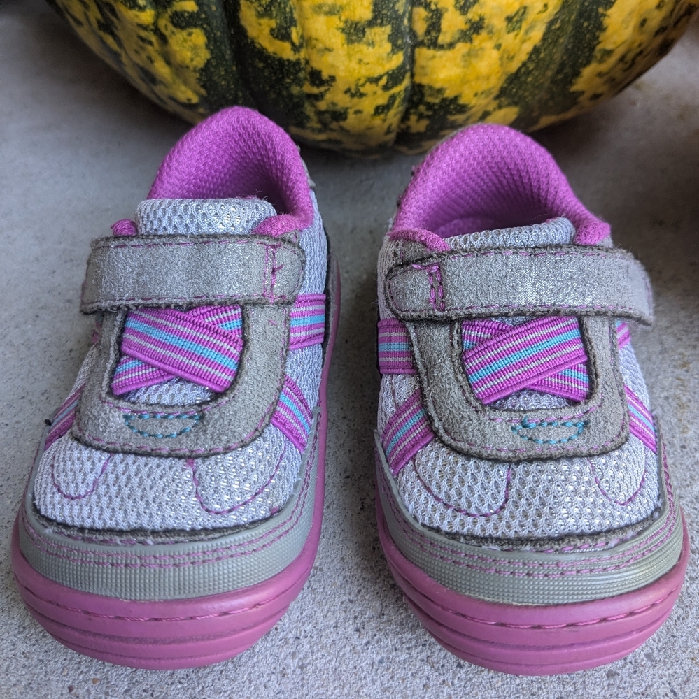 🪻Stride Rite- Aida Girl's Purple & Gray Infant Tennis Shoes; Size: 3 Infant